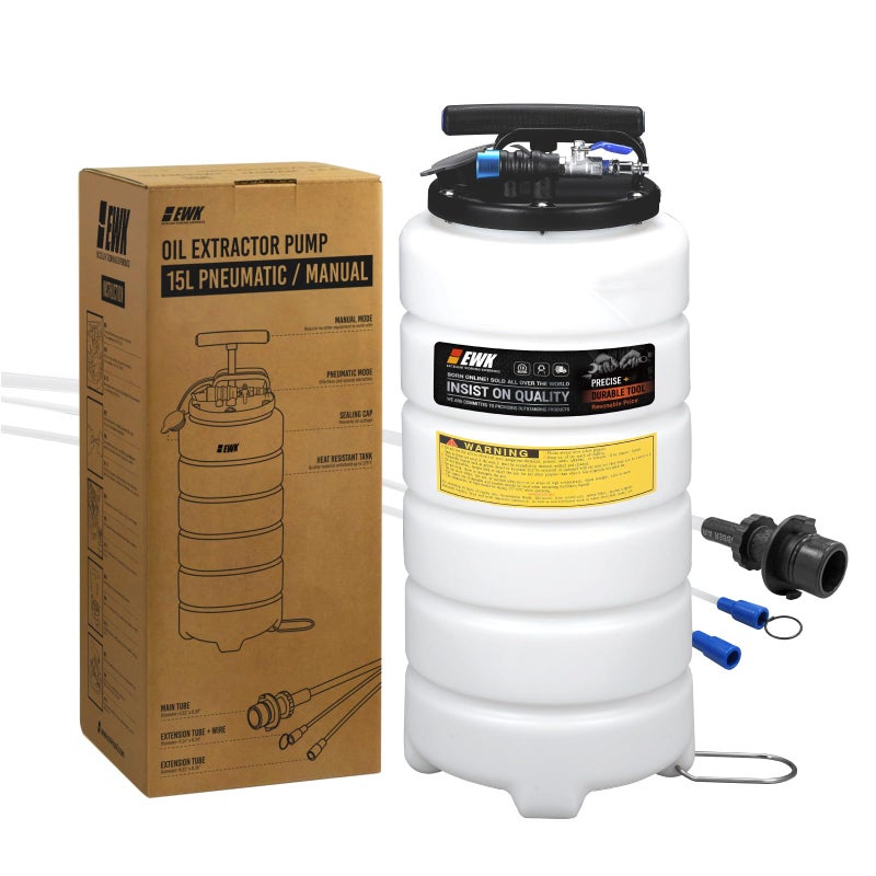 EWK 15L Pneumatic/Manual Oil Extractor Pump, Fluid Evacuator for Oil Change, Large Capacity Vacuum Evacuation Tool for Cars Trucks and Agricultural Machinery - Image 1